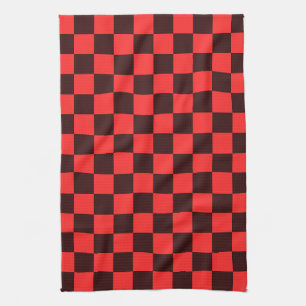 Bold Red and Black Chequered Pattern Design Kitchen Towel
