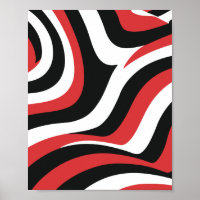 Bold Red and Black Wave Pattern