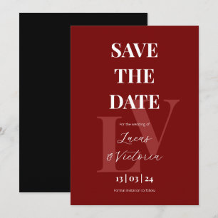 Bold Red and Black Wedding Save the Date Invitation