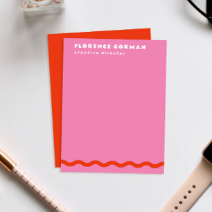 Bold Red and Candy Pink Wavy Frame Personal Thank You Card