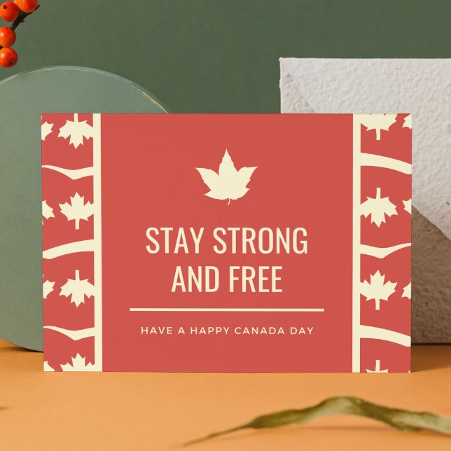 Bold Red and Cream Modern Maple Leaf Holiday Postcard (Creator Uploaded)