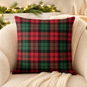 Bold Red and Green Tartan Plaid Christmas Throw Pillow