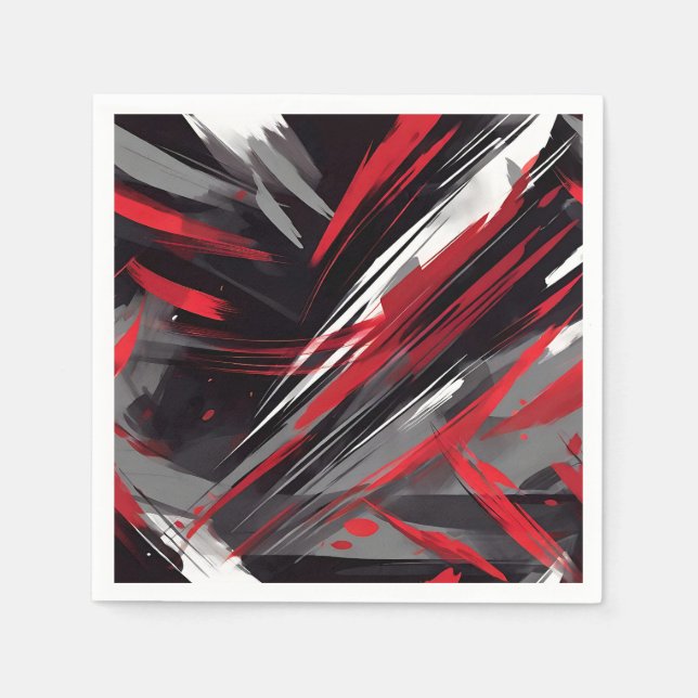 Bold Red And Grey Dynamic Napkin (Front)