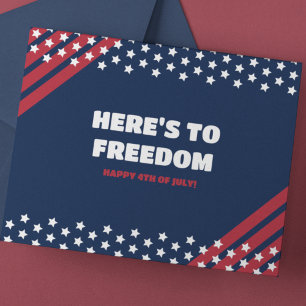 Bold Red and Navy Patriotic Stars and Stripes Holiday Postcard