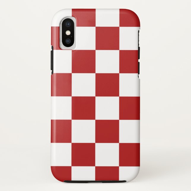 Bold Red and White Chequerboard Pattern Case-Mate iPhone Case (Back)