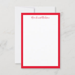 Bold Red and White Classic Flat Note Personalized Invitation