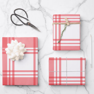 Bold Red and White Plaid Christmas Gift Wrapping Paper Sheet