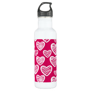 Bold Red and White Scribble Heart Pattern  710 Ml Water Bottle