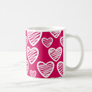 Bold Red and White Scribble Heart Pattern  Coffee Mug