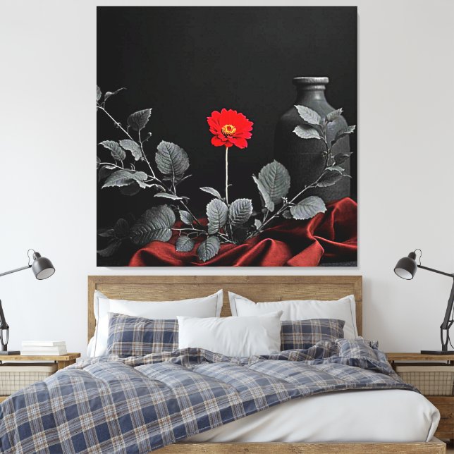 Bold Red Awakening Canvas Print (Insitu(Bedroom))