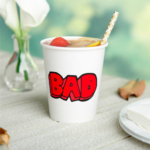 Bold Red Bad Graffiti Style Text Paper Cups