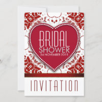 Bold Red Batik Love Heart Bridal Shower