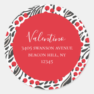 Bold Red Berry Return Address Round Sticker