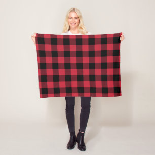Bold Red Black Buffalo Plaid Lumberjack Pattern Fleece Blanket