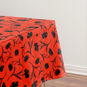 Bold Red Black Liberty Floral Pattern Elegant Chic Tablecloth