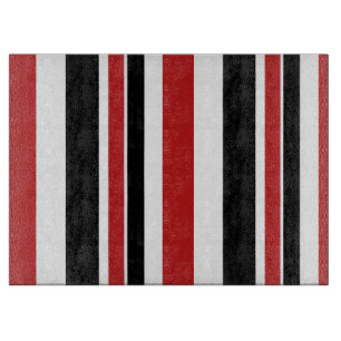 Bold Red Black Stripes Glass Cutting Board
