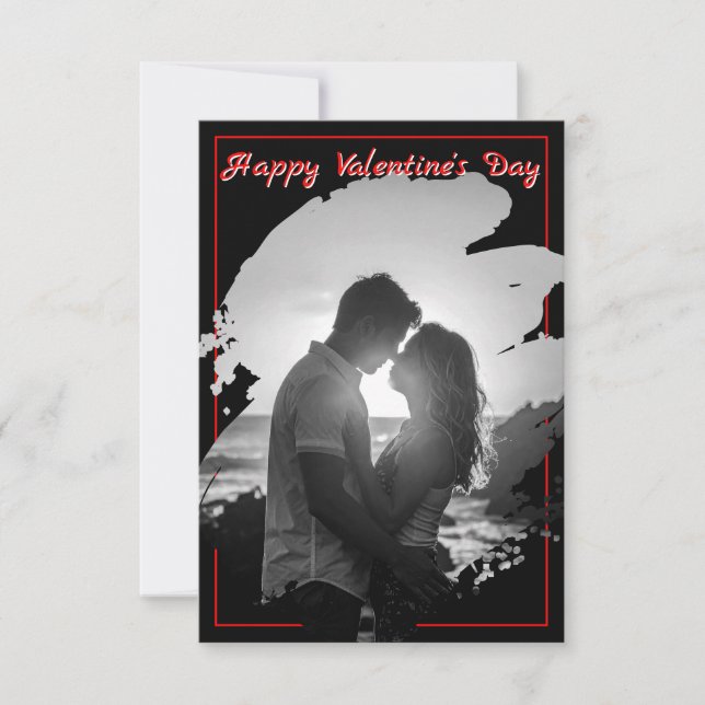Bold Red & Black Valentine’s Day Photo Card (Front)