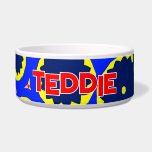 Bold Red Blue and Yellow Floral Pet