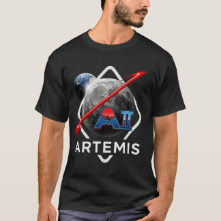 Bold Red & Blue Artemis II Mission T-Shirt