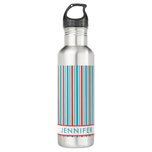 Bold Red Blue Vertical Stripes Personalized 710 Ml Water Bottle