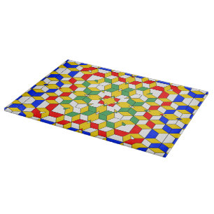 Bold Red Blue Yellow and Green Geometric Pattern Cutting Board