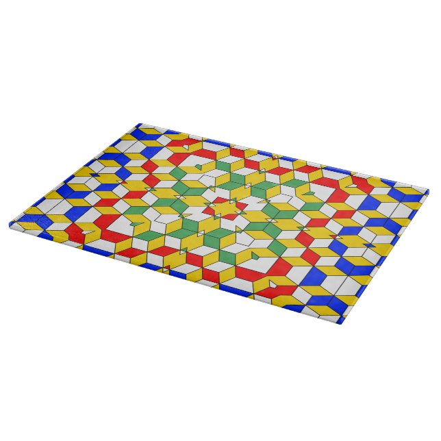 Bold Red Blue Yellow and Green Geometric Pattern  Cutting Board (Corner)