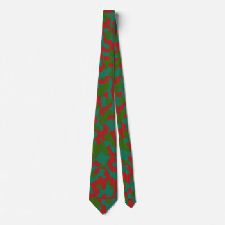 Bold Red Camouflage in Deep Green and Teal Tie