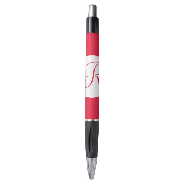 Bold Red Circle Monogram Pen (Front Vertical)