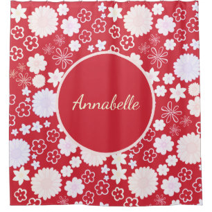 Bold Red Cream Flowers Floral Pattern Named