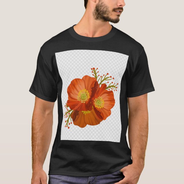 Bold Red Floral Art T-Shirt – Vibrant Handcrafted  (Front)