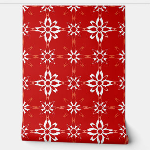 Bold Red Floral Geometric Pattern Design Wallpaper