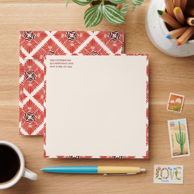 Bold Red Floral Happy Holidays Envelope (Desk)