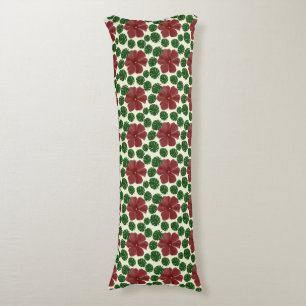 Bold Red Floral Seamless Pattern   Body Pillow