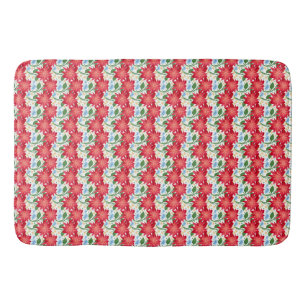 Bold Red Floral Seamless Pattern   Colorful  Bath Mat