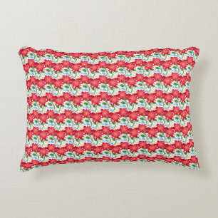Bold Red Floral Seamless Pattern Colourful Accent Pillow