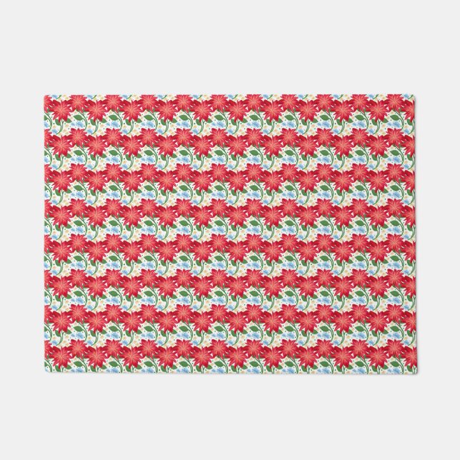 Bold Red Floral Seamless Pattern | Colourful  Doormat (Front)
