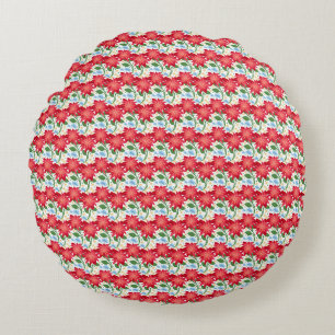 Bold Red Floral Seamless Pattern   Colourful  Round Pillow