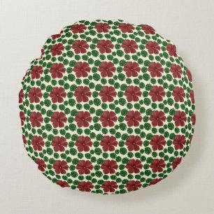 Bold Red Floral Seamless Pattern   Round Pillow