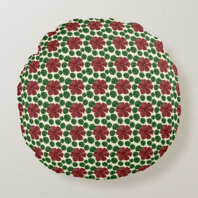 Bold Red Floral Seamless Pattern   Round Pillow (Front)