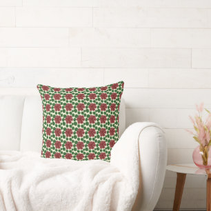 Bold Red Floral Seamless Pattern   Throw Pillow