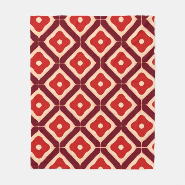 🔴 Bold Red Geometric Abstract Pattern ✨ Fleece Blanket (Front)