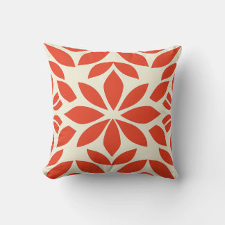 Bold Red Geometric Floral Cushion