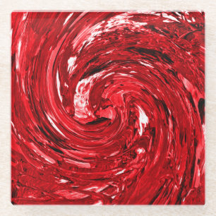 Bold Red Glass Drink Coasters Glam