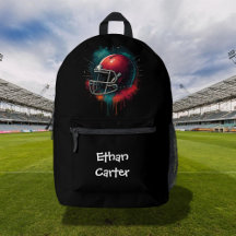 Bold Red Green Football Helmet Print Cut Sew Bag