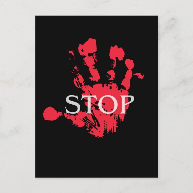 Bold Red Handprint "STOP" Warning Symbol – Activis Postcard (Front)