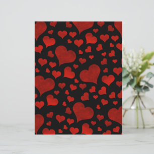 Bold Red Hearts Over Black Valentine's Day Paper
