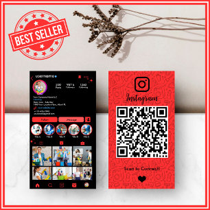 Bold Red Housekeeping Instagram QR Business Card