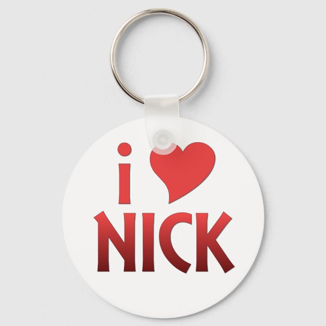 Bold Red I Heart Nick Keychain (Front)