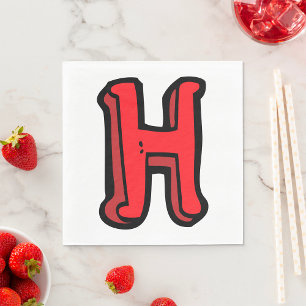 Bold Red Letter H Fun Alphabet Napkin