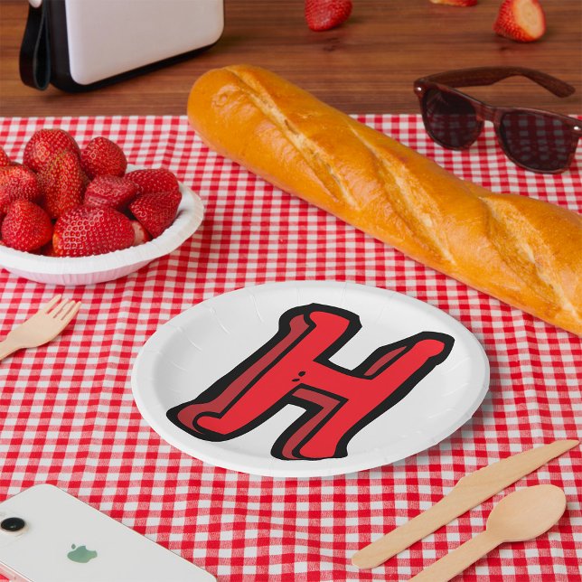 Bold Red Letter H Fun Alphabet Paper Plate (Creator Uploaded)